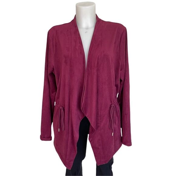 BLANK NYC MAGENTA OPEN FRONT‎ “FELT LIKE “ Cardigan drawstring waist size large - Picture 1 of 11
